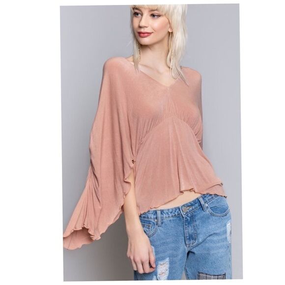 𝅺KNIT Top Fitted Waist With Dolman  Bell Sleeves - Picture 7 of 16